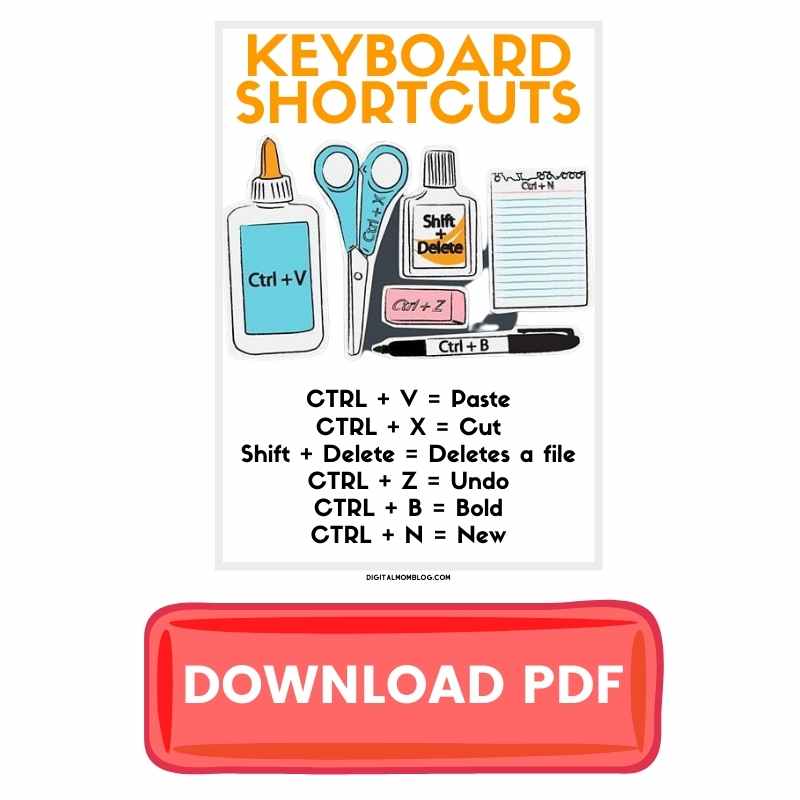 printable keyboard shortcuts pdf