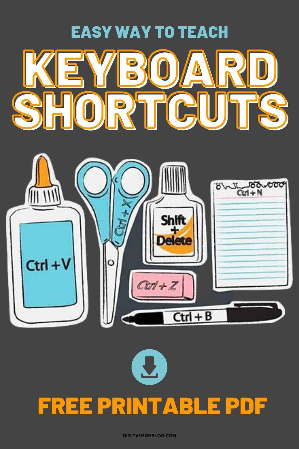 Teach keyboard shortcuts with this free printable pdf visual keyboard shortcuts printable