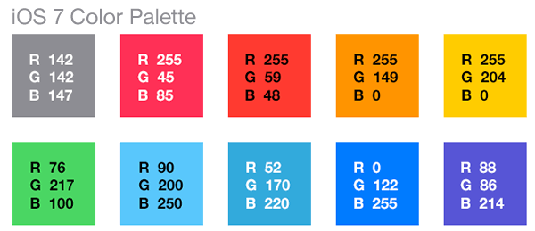 apple ios7 color palette