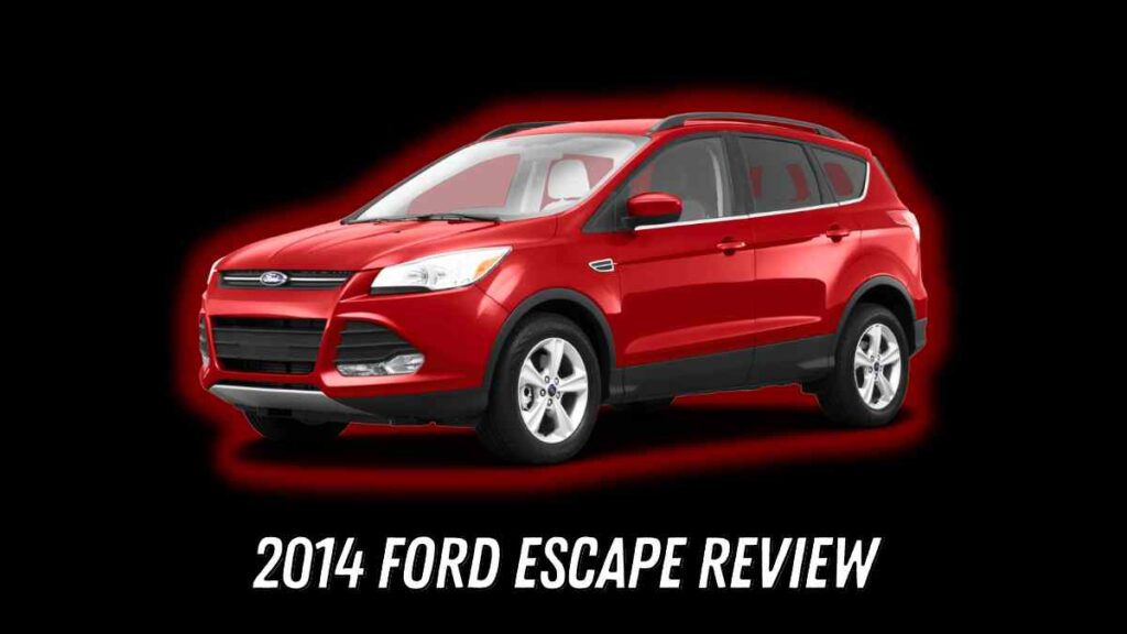 2014 ford escape review A red 2014 Ford Escape SUV on a black background with the text "2014 Ford Escape Review" below it.