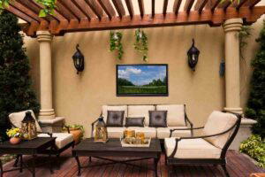 photo of outdoor tv on backyard patio