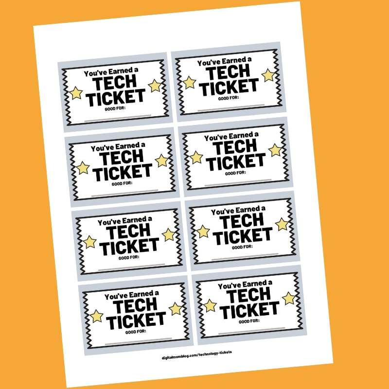 tech ticket screentime for kids tech ticket screentime for kids print out tickets to give to kids when earning screentime.