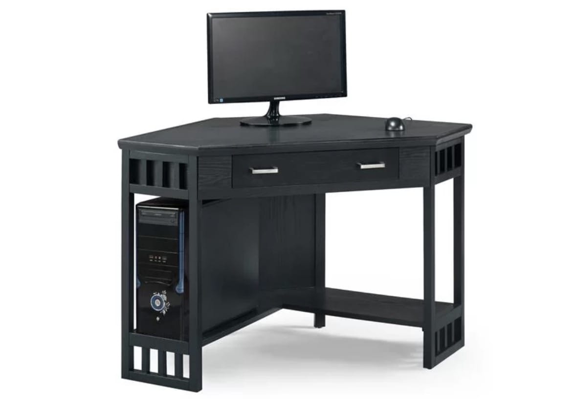 black corner desk fits desktop computer