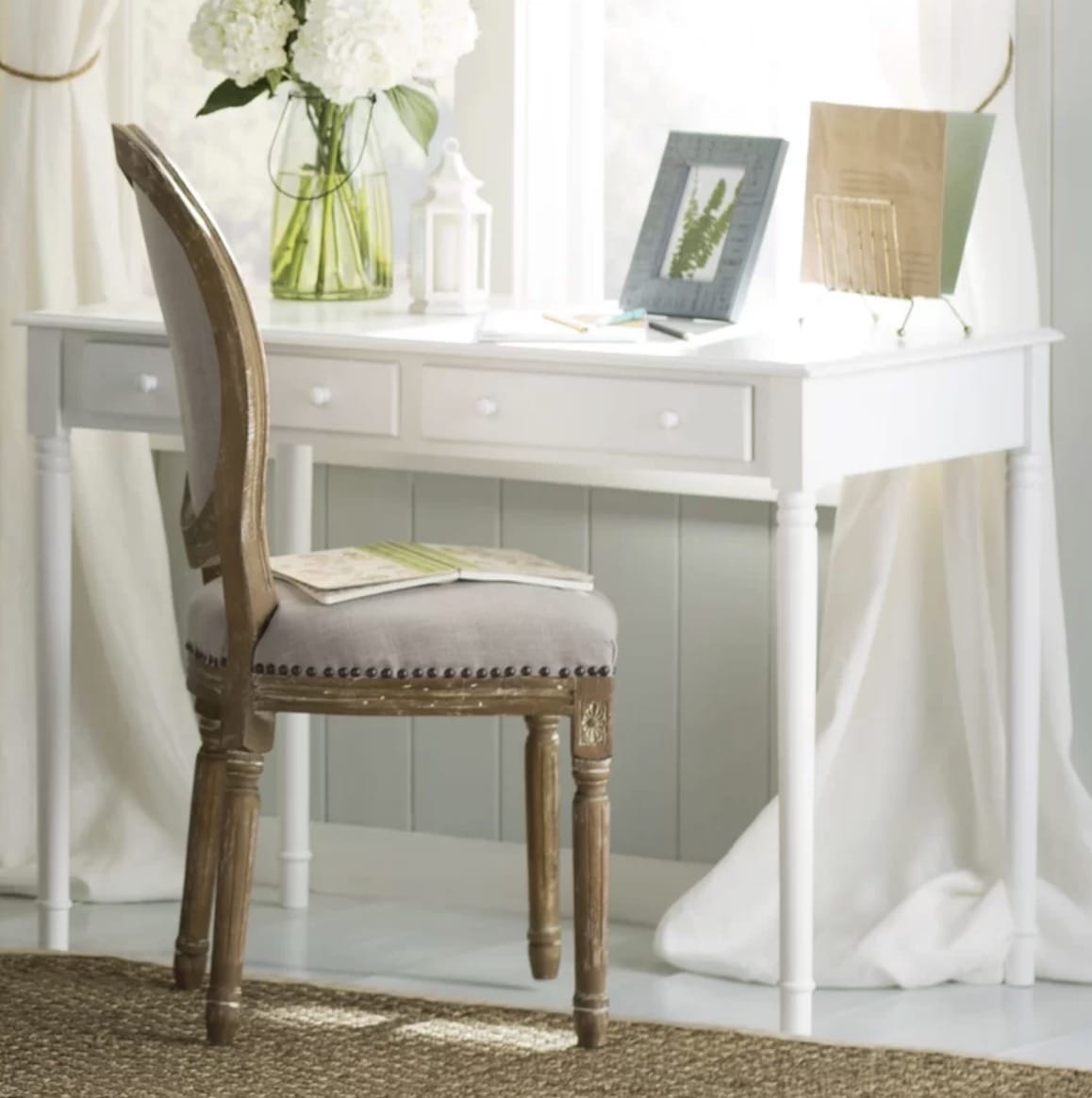 classic white writing desk