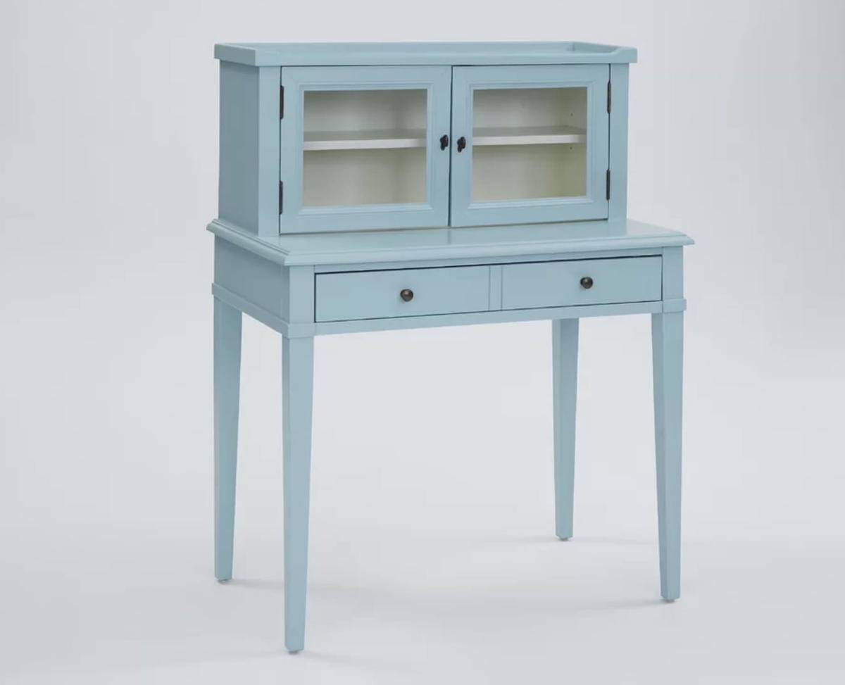 small desk with storage hutch