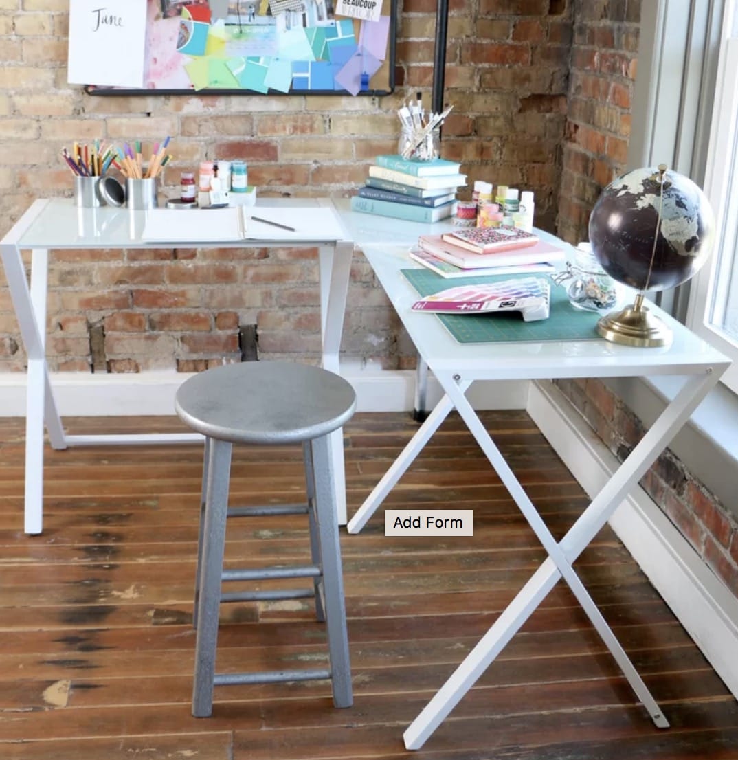 glass l shaped desks
