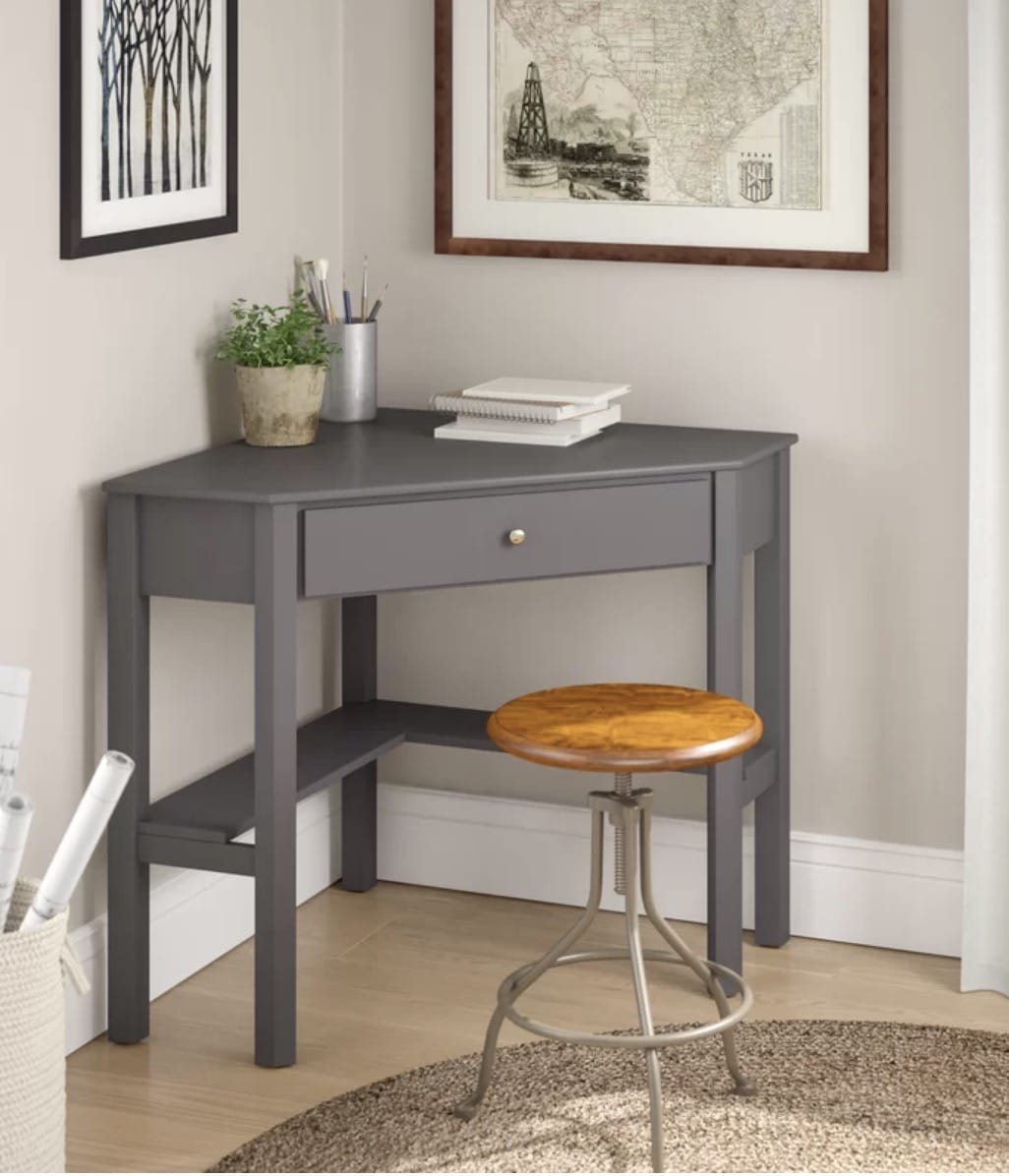 small grey corner desk
