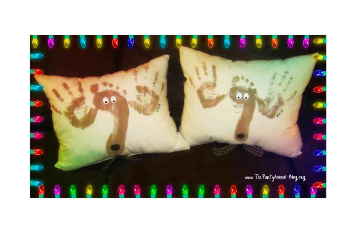 Christmas Reindeer Footprint Pillows Christmas Reindeer Footprint Pillows