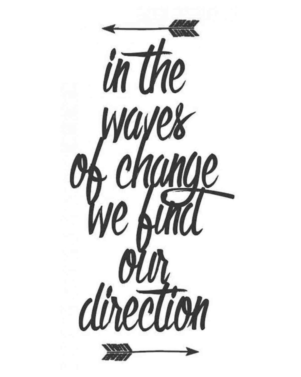 make the change - motivational quotes Inspirational meme with the quote 'In the waves of change, we find our direction' surrounded by arrows, emphasizing adaptability.