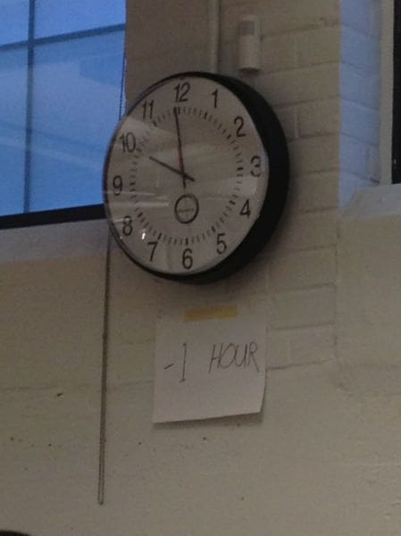 adjust clock daylight savings meme Meme of a clock on a wall with written sign "1 HOUR," humorously featuring daylight savings time confusion.