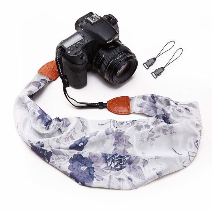floral scarf camera strap
