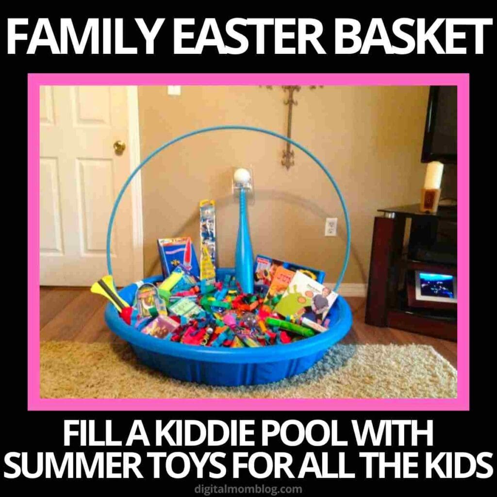 family easter basket meme Giant Easter basket made from a kiddie pool, overflowing with colorful summer toys and goodies, because the Easter Bunny decided to go big or go home this year!
