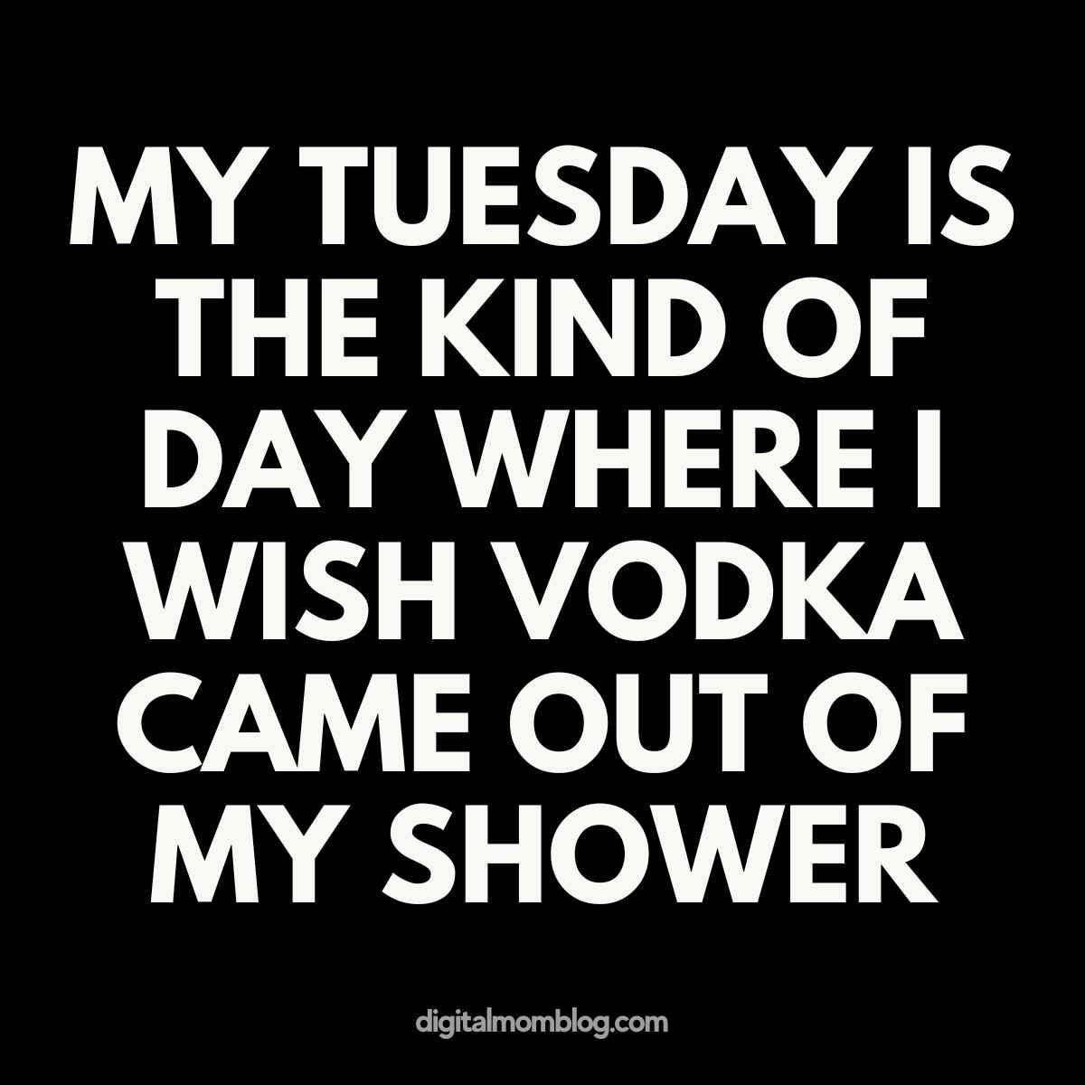 funny tuesday quote funny tuesday quote: my tuesday is the kind of day where i wish vodka came out of my shower