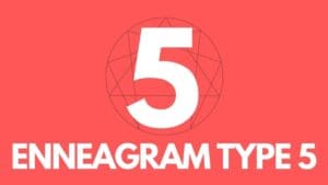 Big bold '5' against a red background, proudly announcing its Enneagram Type 5 status, likely pondering life’s mysteries while sipping coffee alone.
