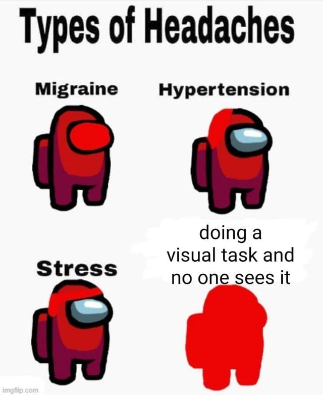 types of headaches among us meme types of headaches meme among us