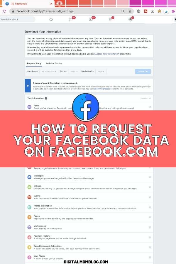 Download Facebook Data on Facebook.com