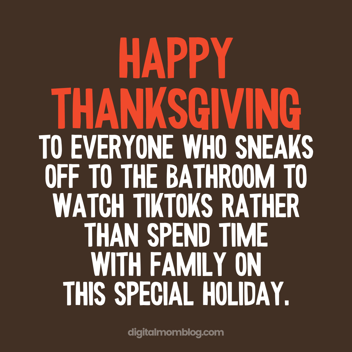 happy thanksgiving family meme happy thanksgiving to everyone who sneaks off to the bathroom to watch tiktoks rather than spend time with family on this special holiday.