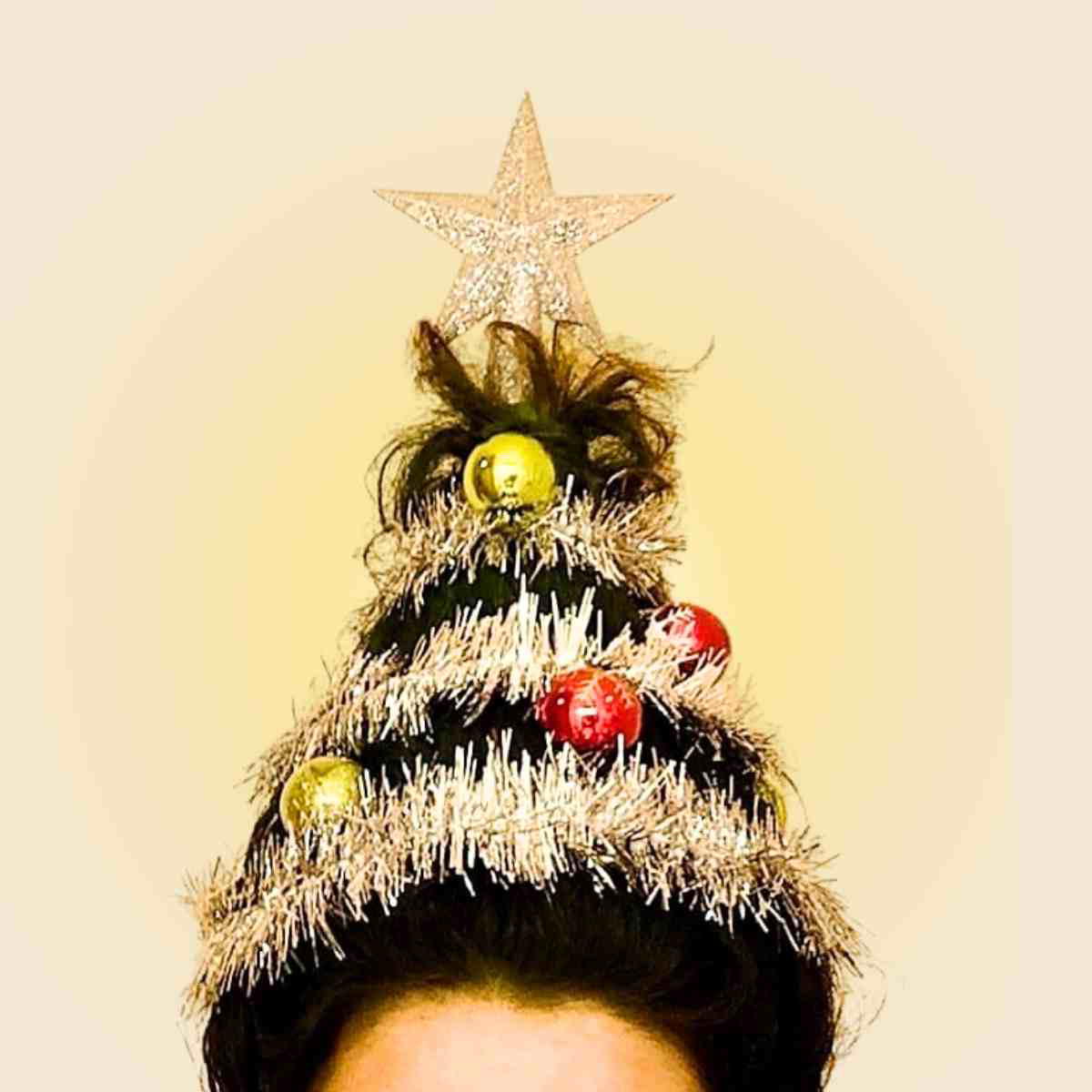 christmas tree hair women hair made into a christmas tree for holiday parties