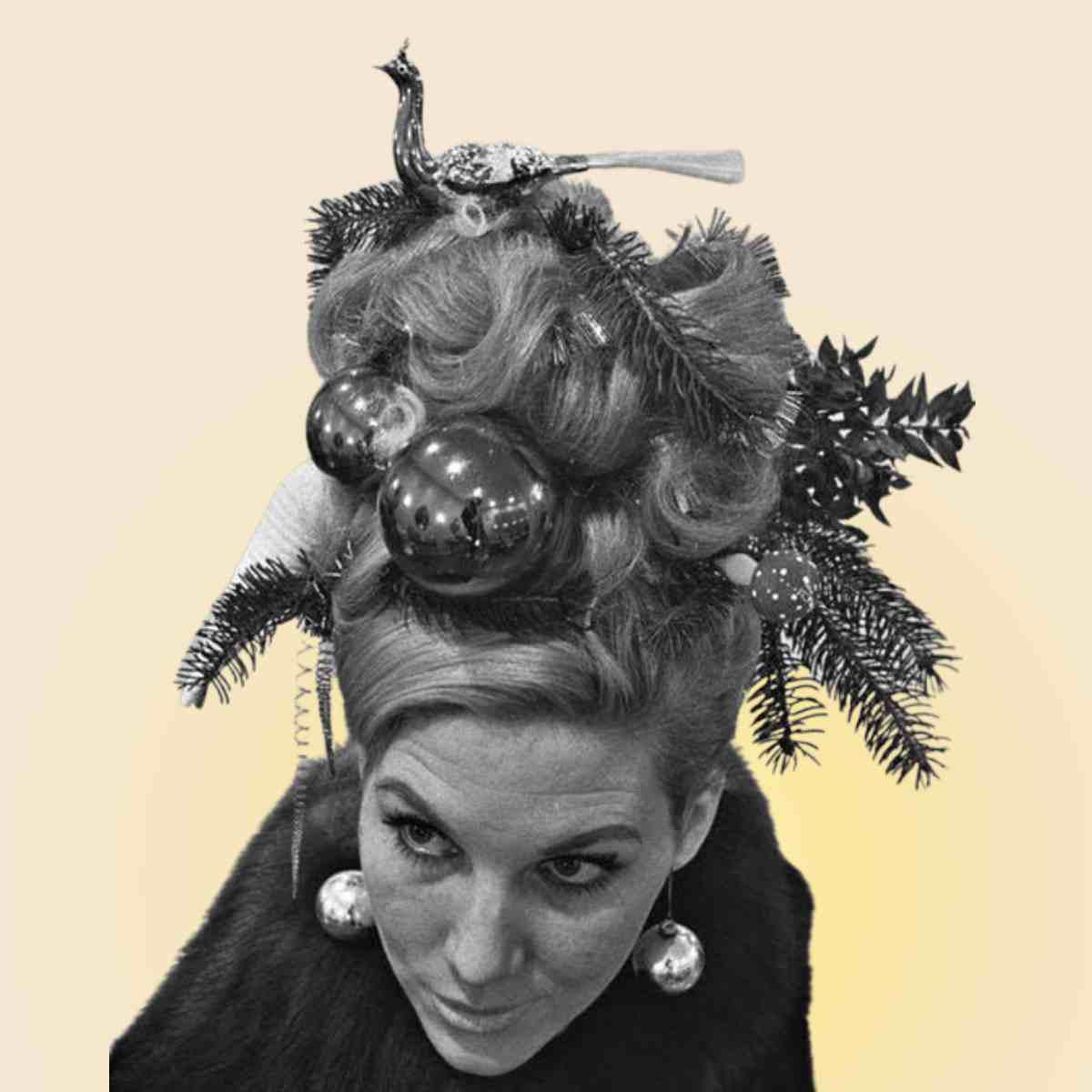 christmas updo vintage christmas photo of a woman with her hair made into a christmas tree