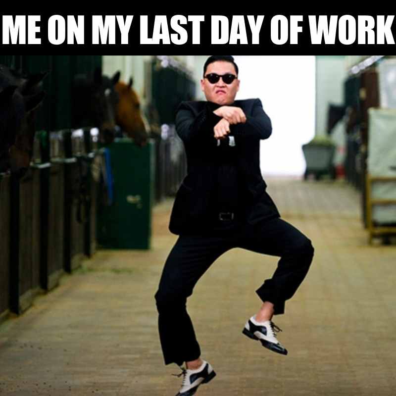 last day of work meme funny My last day of work meme of a person dancing energetically in a suit, captioned 'Me on my last day of work,' capturing the joyful vibe of leaving a job.