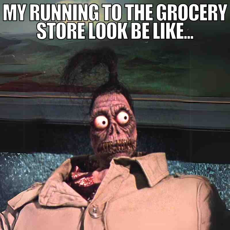 beetlejuice shrunken head meme meme of shrunken head guy from beetlejuice caption my running to the grocery store look be like