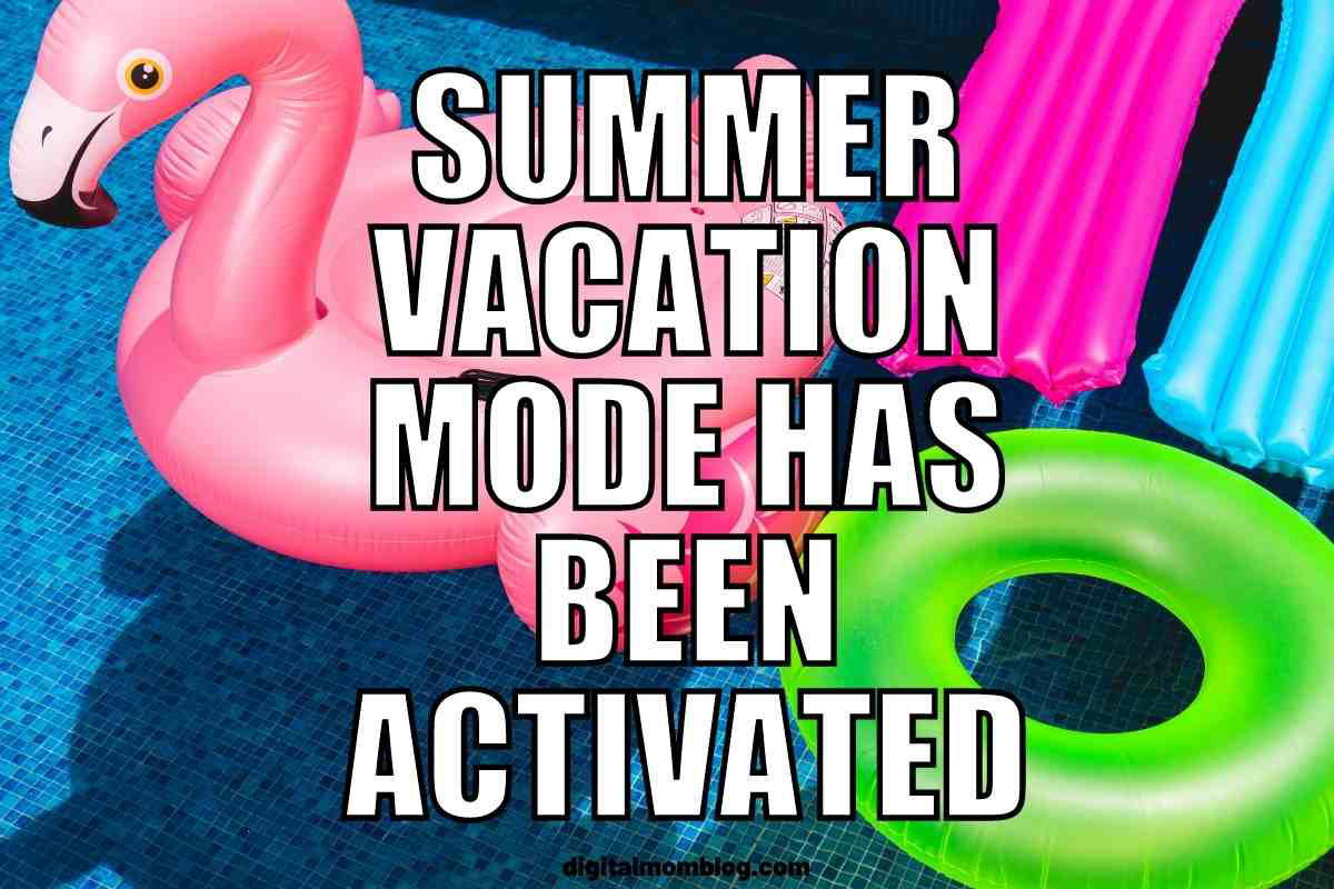 summer vacation meme funny Meme featuring a pink inflatable flamingo and colorful pool floats with the text 'Summer Vacation Mode Has Been Activated,' highlighting vacation vibes in a humorous way.