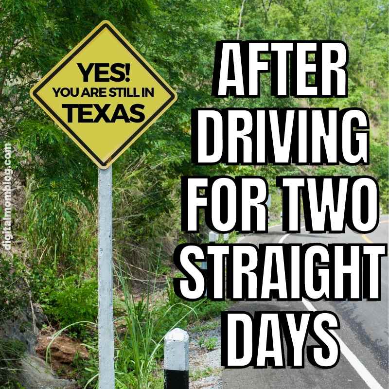 size of texas meme Humorous Texas meme with a roadside sign reading 'YES! YOU ARE STILL IN TEXAS' next to text that says 'AFTER DRIVING FOR TWO STRAIGHT DAYS,' highlighting the state's massive size.