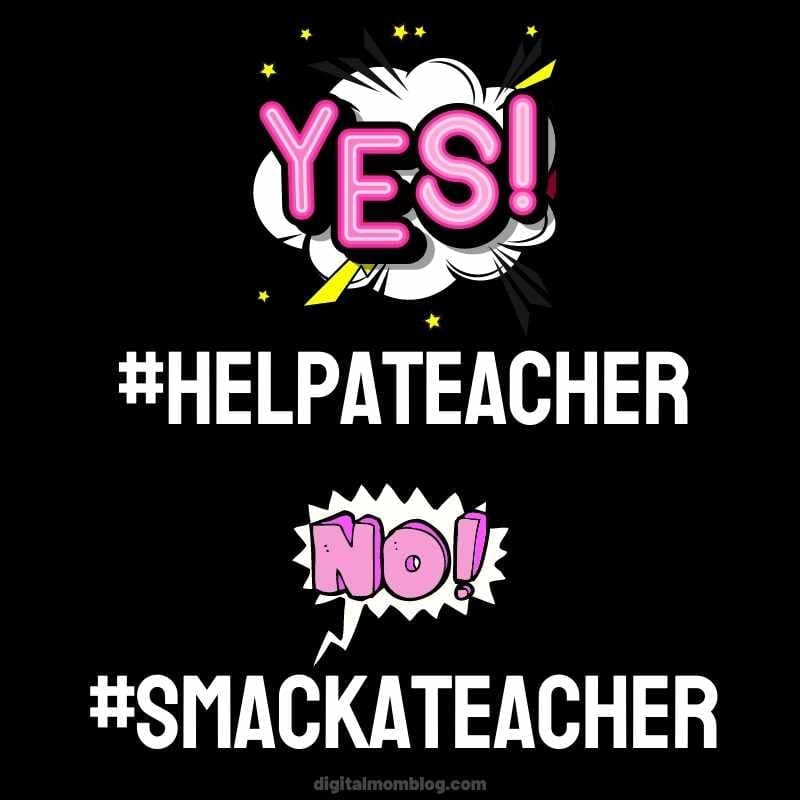 smack a teacher meme tiktok Funny teacher meme with comic-style 'YES!' encouraging #HelpATeacher and 'NO!' discouraging #SmackATeacher.