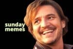 A cheerful man with a big smile, embodying that carefree Sunday vibe we all talk about, with the words 'Sunday memes' glowing beside him.