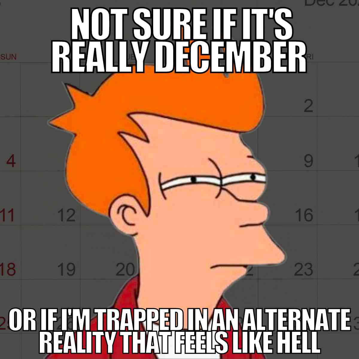 december meme funny not usre if its december or if im trapped in an alternate reality that feels like hell