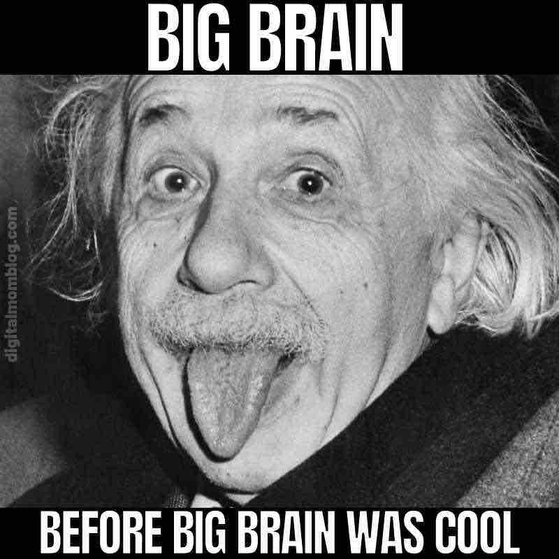 big brain einstein meme Meme featuring a famous scientist with his tongue out, captioned 'Big Brain Before Big Brain Was Cool,' humorously suggesting he was a genius trendsetter.