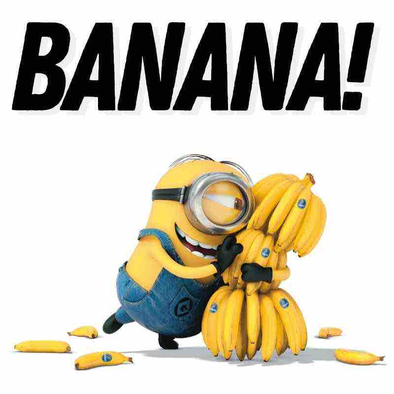 minion banana meme Meme featuring a gleeful Minion hugging a giant bunch of bananas with 'BANANA!' text above, showcasing classic Minion humor and love for the yellow fruit.