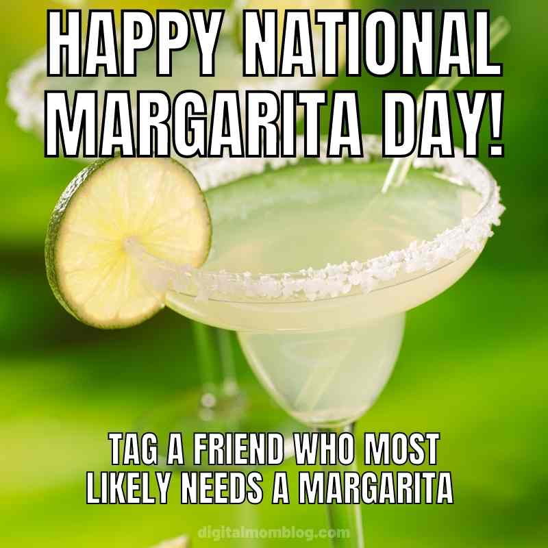 Happy national margarita day 2022 meme Meme of a margarita with a lime slice, captioned 'Happy National Margarita Day! Tag a friend who most likely needs a margarita,' likely to prepare you for hilarious social media tagging antics.