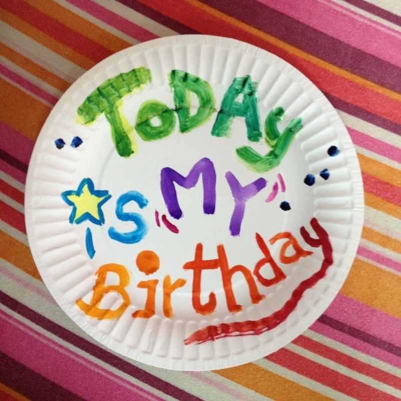 today is my birthday A colorful birthday meme with 'Today is my birthday' painted on a paper plate, perfect for hinting at free cake expectations!