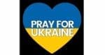 Meme featuring a large heart colored blue and yellow, bearing the message 'Pray for Ukraine,' highlighting solidarity with Ukraine.