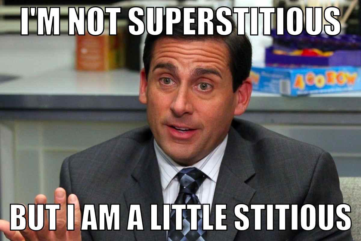 friday 13th superstitious meme A man in a suit looks amused and says, "I'm not superstitious, but I am a little stitious," capturing that Friday vibe of eager anticipation paired with a shrugging off of Monday blues. Perfect for kicking off the weekend with a relatable chuckle.