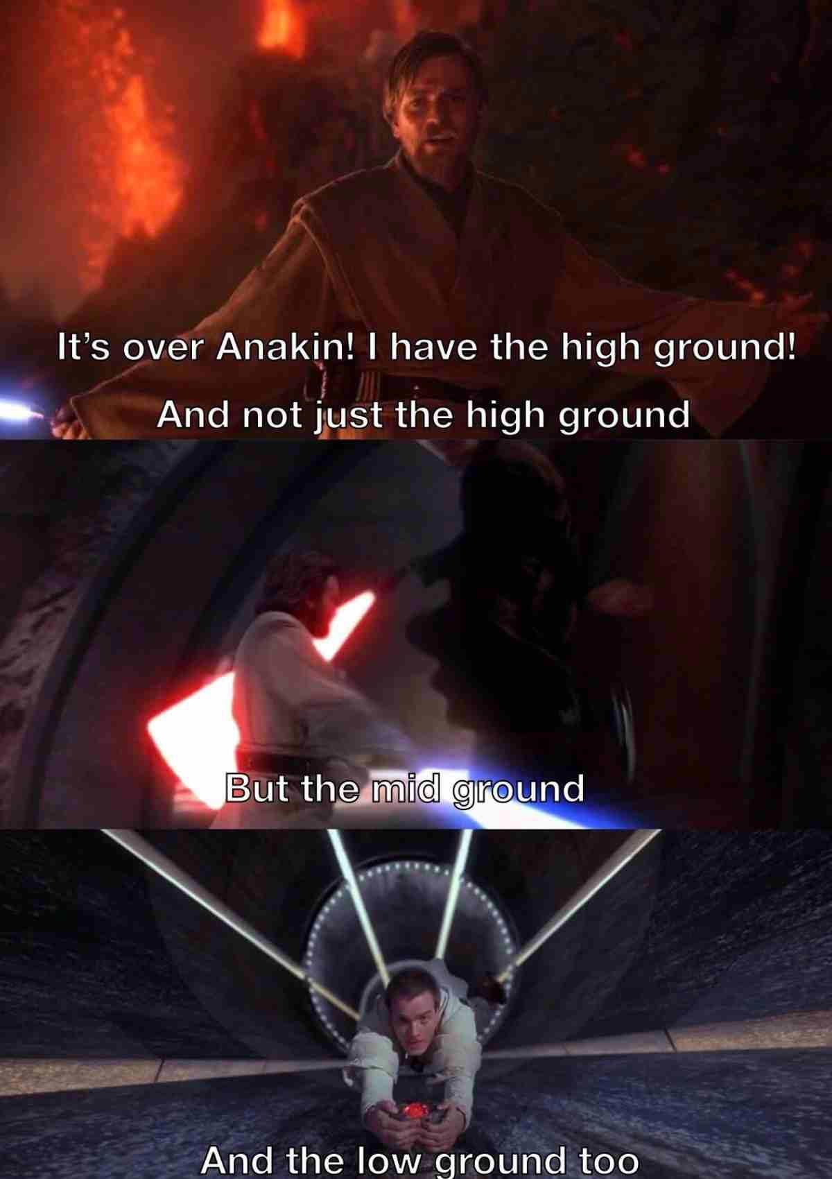 obi wan high ground meme obi wan high ground meme