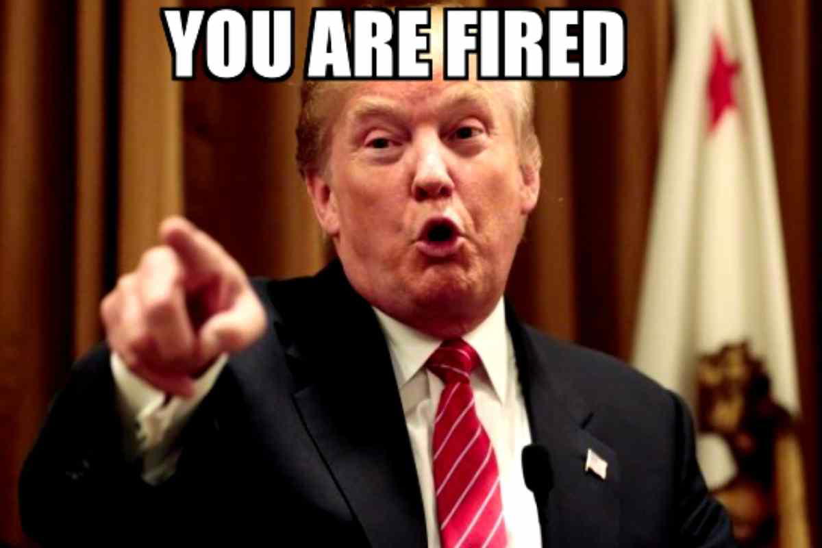 you are fired meme Donald Trump meme with text 'You Are Fired!' featuring him pointing dramatically, capturing the iconic reality TV catchphrase vibe.
