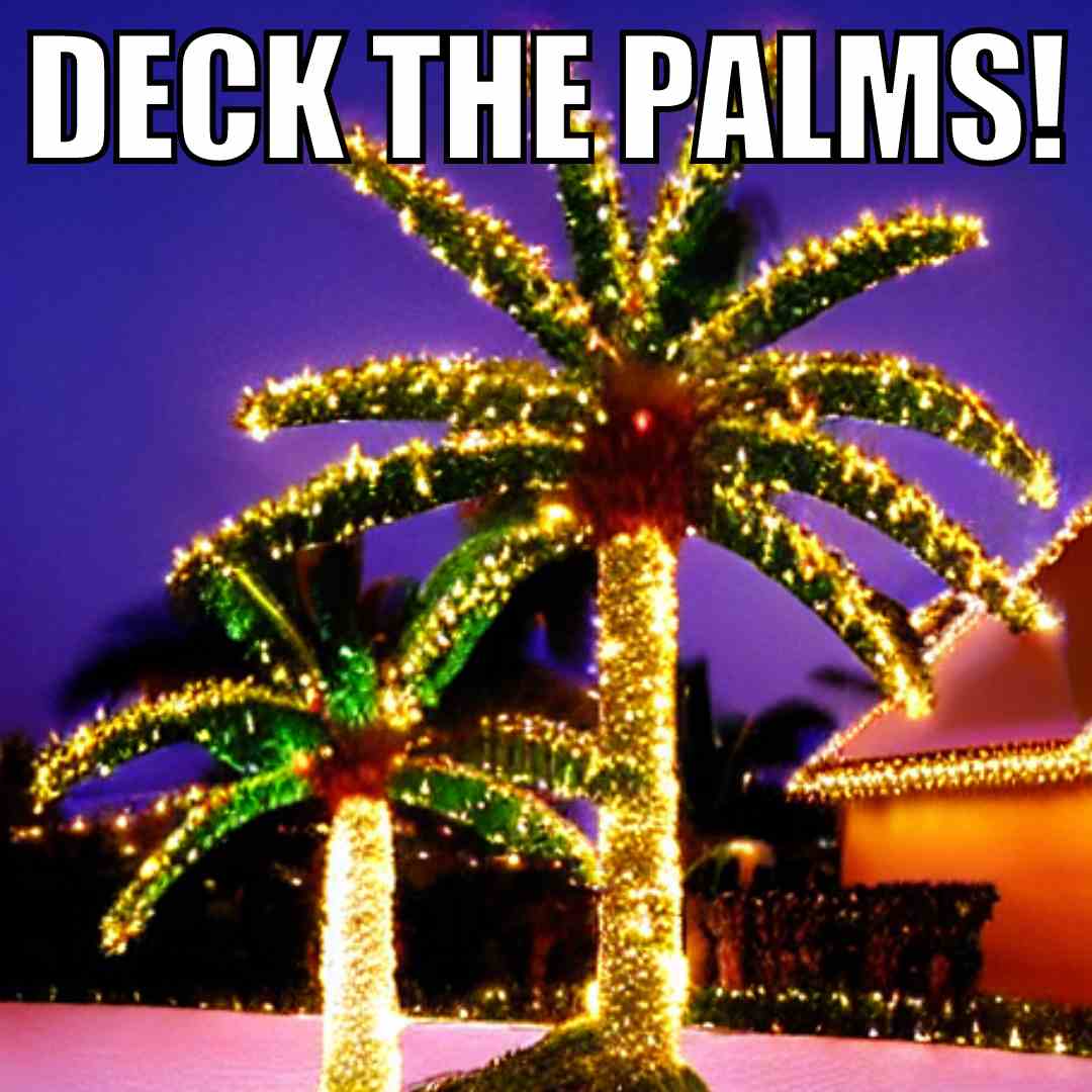 palm trees christmas lights meme deck the palms