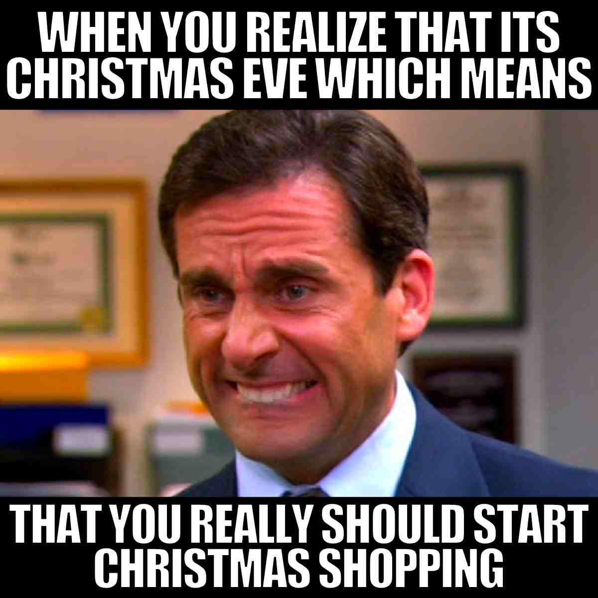 christmas eve shopping meme Christmas Eve panic meme with a hilarious reaction of a man realizing he forgot to start Christmas shopping.
