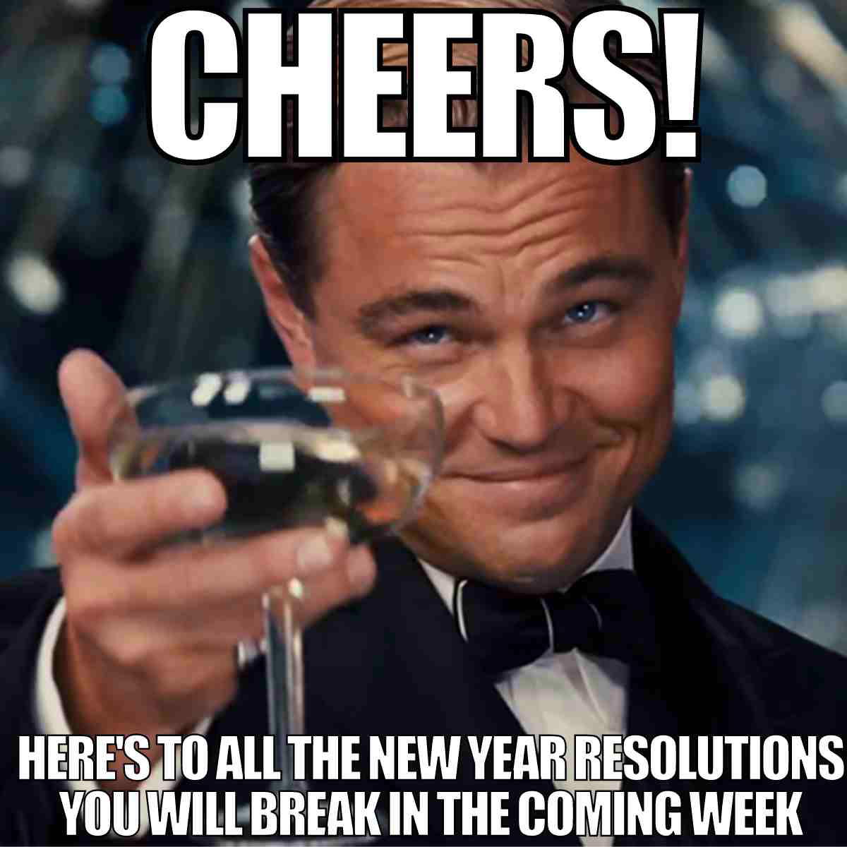 new year resolution sarcastic meme new year resolution sarcastic meme - cheers heres to the new year resolutions you will break in the coming week
