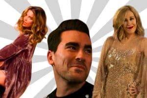 Funny Schitt's Creek meme featuring Moira, David, and Alexis with their iconic expressions—clearly a mood moment.