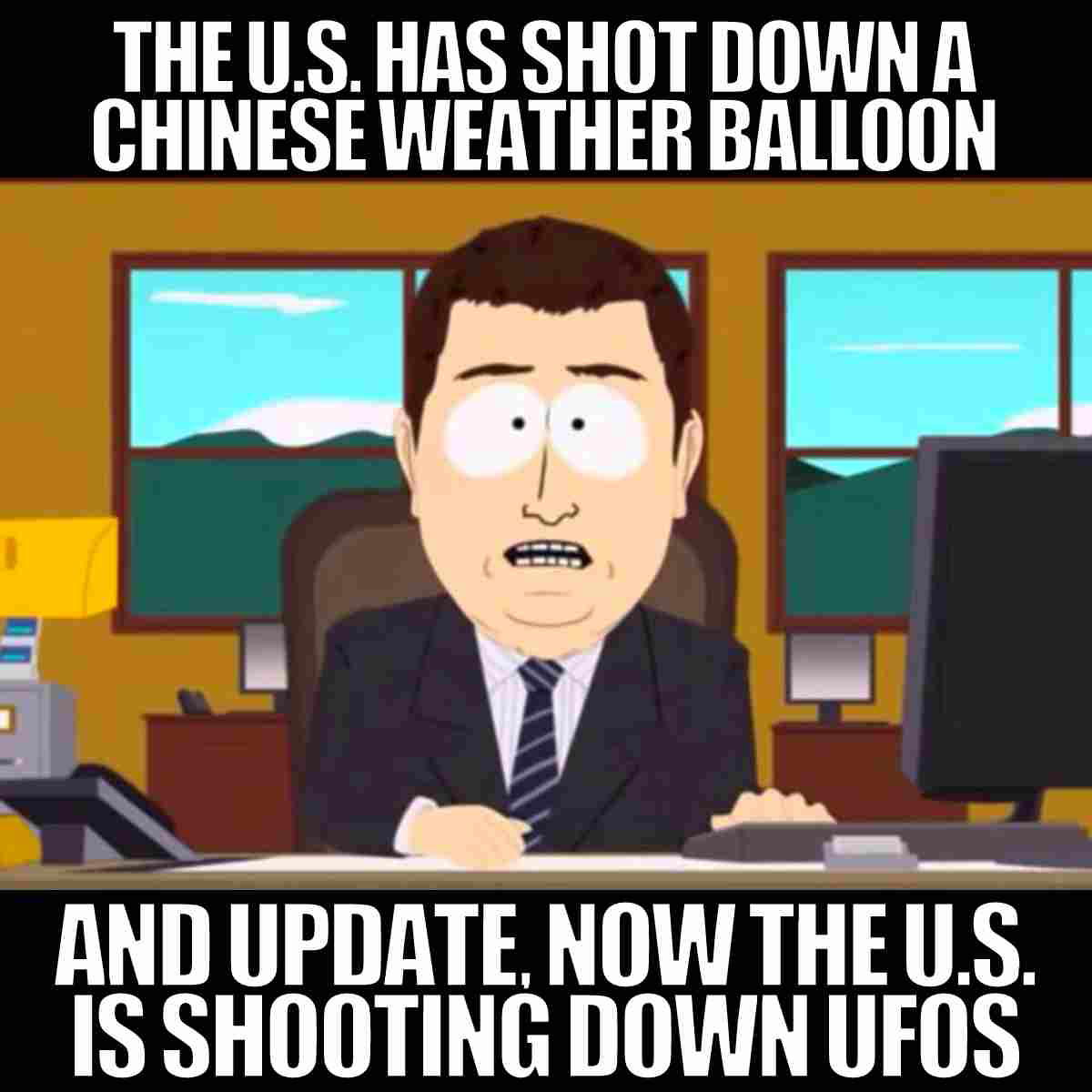 ufo meme funny the us has show down a chinese weather balloon and update the us is shooting down ufos