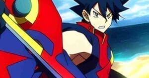 Anime character striking a confident pose near the ocean, featured in a meme highlighting a powerful quote related to courage and challenges.