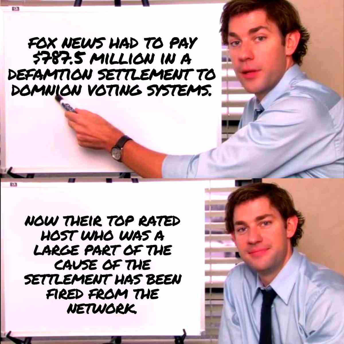 tucker carlson meme fox news tucker carlson meme fox news: fox news had to pay 7.5 million in a defamtion settlement to domnion voting systems. now their top rated host who was a large part of the cause of the settlement has been fired from the network.