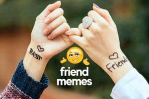Meme of two hands doing a pinky swear with 'Best' written on one wrist and 'Friends' on the other, accompanied by a smirking emoji – because every epic friendship deserves a meme moment.