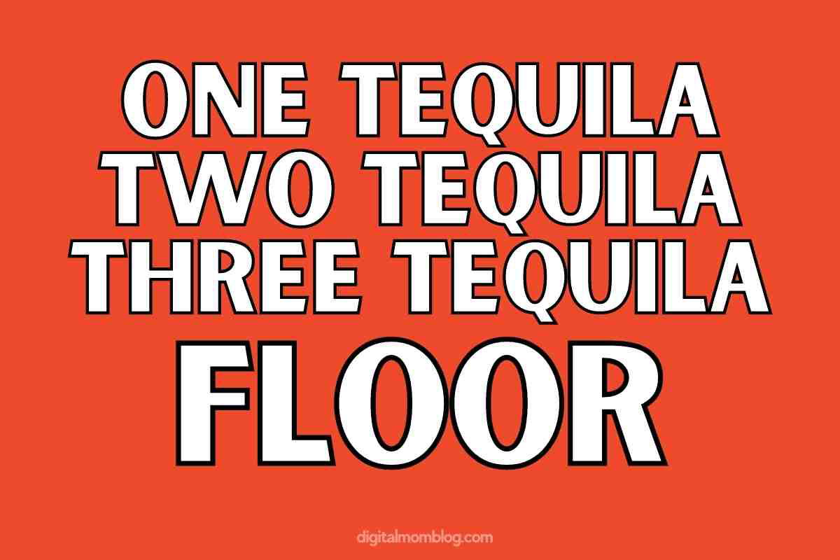 one tequila meme Funny tequila meme with the text 'One Tequila, Two Tequila, Three Tequila, Floor' on a bright orange background, capturing the humorous effect of drinking too much tequila.