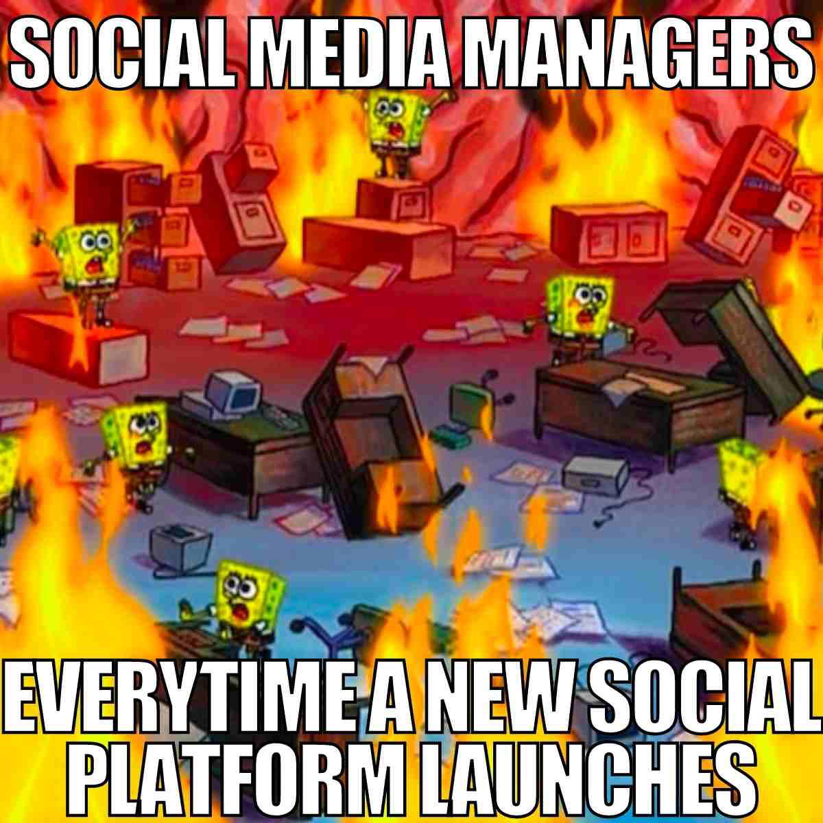 social media managers meme social media managers everytime a new social platform launches