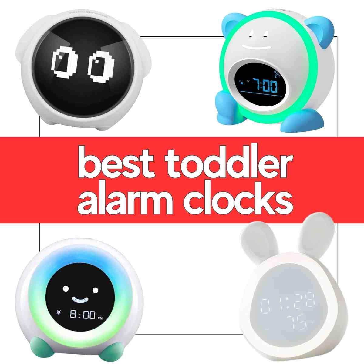 best toddler alarm clocks Four cheerful toddler alarm clocks with cute designs, perfect for waking up your tiny human without causing a morning meltdown.