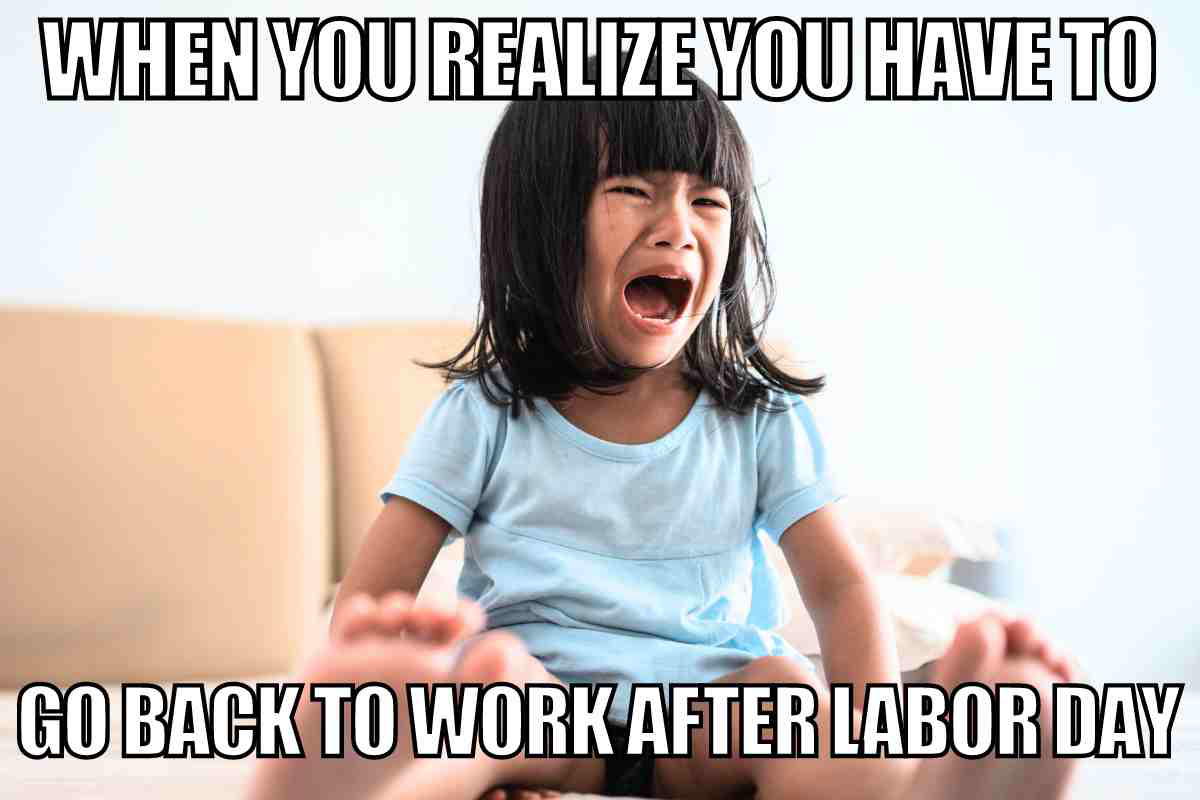 going back to work labor day meme funny meme about going to work after labor day kid crying throwing a temper tantrum